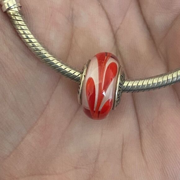 Authentic Pandora Auburn Swirl Murano Glass Bead Charm - Picture 1 of 2